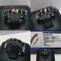 Cincin Palladium Berlian Hitam Natural Black Diamond Ring