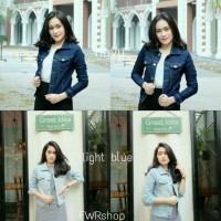 Jual jaket crop light & navy blue | jacket jeans wanita Murah