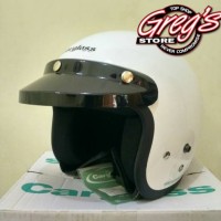Helm Retro Cargloss CF Putih Glossi Vespa Bogo Chips Japstyle Classic