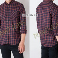 Jual kemeja flanel cowok /baju flannel pria lengan panjang slim fit FLEV112 Murah