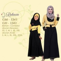 Gamis Couple Ibu Anak Rahnem 1341 Kuning Hitam