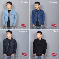 Jaket Jeans LEVIS / Levi's Pria Cowok Hitam - Biru - Dongker Premium