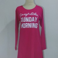 Y-8009 - Kaos Wanita - Baju Cewe Panjang Terusan