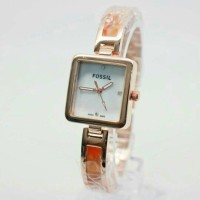 Jam Tangan Wanita Fossil Jazzy Square Soft Orange KW Super