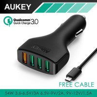Jual Aukey Fast Quick Charger Car Charger 4 USB Port Quick Cahrge 3.0 CC-T9 Murah