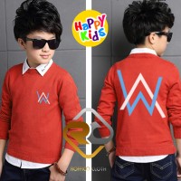 Jual Sweater Anak DJ Alan Walker - Merah 3 - Roffico Kids Murah