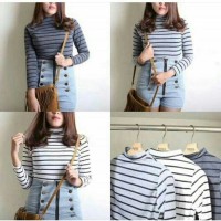 Jual Turtleneck / Leher Tinggi Salur Murah
