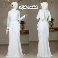 Hijab Latifah White Gamis Terbaru Warna Putih Busana Muslim Wanita