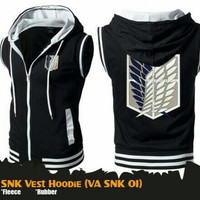 Jual Jaket Titan Vest Hoodie / Jaket Anime Attack On Titan Abu Murah