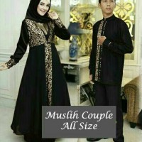 gold kaftan gamis couple syar'i + baju koko