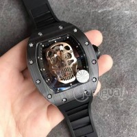 Jual Richard Mille RM 052 Black Rosegold Skull Skeleton Dial on Black Rubbe Murah