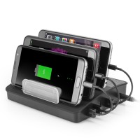 Jual 4 Port USB Fast Charging Station with 3 pcs Bluetooth Speaker -Charger Murah