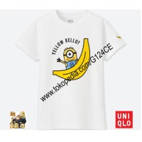 Jual KAOS ANAK LAKI UNIQLO minion Despicable Me 3 banana 184881 white putih Murah