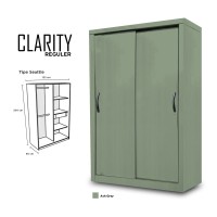 Lemari Pakaian 2 Pintu Minimalis Clarity Door Sliding HPL Silver