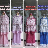 Promo  Mukena Anak Katun Tas Sajadah Flower Pink Ungu Muda Merah
