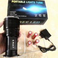 SENTER POLICE BESAR / T6 MONSTER 4 BATERAI, SUPER TERANG,NYALA KUNING
