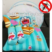 Promo !! I set kasur bayi, bantal guling, dan kelambu Doraemon
