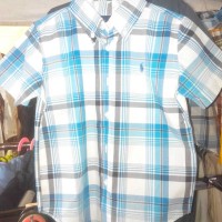 Jual kemeja polo kotak besar putih garis hitam besar Murah
