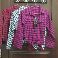 Jual flanel tali crop ukuran S lengan panjang Murah
