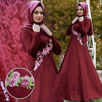 Jual gamis pesta lebaran mewah baju busana pakaian muslim syari xl syariah Murah