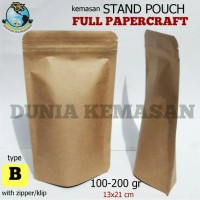 Jual STAND POUCH PAPERCRAFT 100-200GR/KANTONG KERTAS/KEMASAN KOPI SNACK Murah