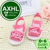 Jual Red Pink Layer Lace A 0-6 Bulan Sepatu Bayi Lucu / Baby Girl Prewalker Murah