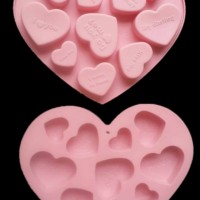 Jual Cetakan silikon coklat es puding silicone Hati Besar Kecil 10 pcs Murah
