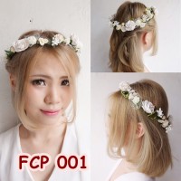 Jual Flower Crown Putih Pesta Bridal - Mahkota Bunga Pesta - FCP 001 Murah