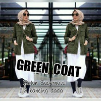 Jual Atasan Blouse Tunik Wanita Baju Muslim Green Coat Murah