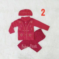 Baju gamis Koko muslim Anak Bayi laki merah 3 4 5 6 7 8 9 10 11 bulan
