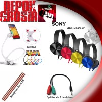 Jual PAKET SMULE !!! Mic / Spliter / Headphone SONY XB450 / Lazy Pod Murah