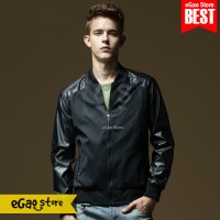 Jaket Pria Bomber Black Semi Kulit