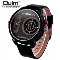 Jual Jam Tangan Oulm Quartz pria Leather Band Fashion Watch tahan Air Murah