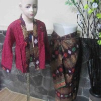 Jual Setelan Baju Kebaya Kutu Baru Anak 5-7th Plus Rok Lilit Maroon Murah