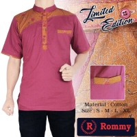 Kemeja Baju Koko Muslim Pria - Merah Marun Kombinasi