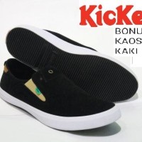Jual Sepatu Slip On Pria Kickers Casual Black Murah