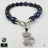 Jual Gelang Mutiara Air Tawar Asli Alluring Charm Kitten Blue / Kado Murah
