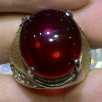 Jual Cincin Titanium natural Batu Merah Delima Cutting Cabochon HQ Murah