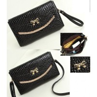 TAS DOMPET CLUTCH KULIT CROCO LICIN WANITA SIMPLE RIBBON SELEMPANG VNC
