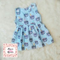 Jual Dress Katun Anak Overall Indian Bear Blue Lucu Murah Adem Murah