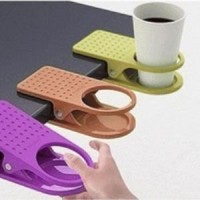 Jual Plastic Table Coffee Cup Holder Cup Clip tempat minum meja kerja hemat Murah
