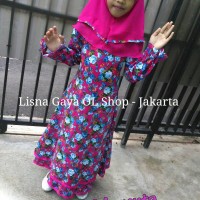 Gamis Anak Usia SD/ Baju Muslim Katun Jepang Motif Bunga