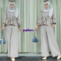 set hijab peplum grey simple fashion girl hotd style