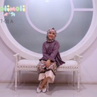 Jual Dolimoli Set Gamis Jilbab Setelan Purple/Baju Anak Muslim Batik Murah