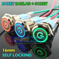 Jual Paket Saklar + Soket Self Locking Ring Simbol Saklar Chrome Stainless Murah