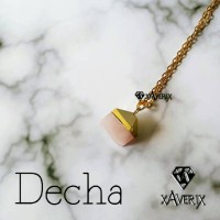 Jual Kalung Wanita Modern Batu Natural Rose Quartz Gold Gemstone Necklace Murah