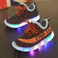 Jual Sepatu walker anak import kets coklat tali orens orange ada lampu LED Murah