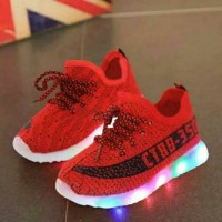 Jual Sepatu walker anak import merah red tali marun maroon ada lampu LED Murah