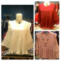 Jual Baju Atasan cewe blouse wanita plisket pleated tangan kipas import Murah