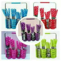 Jual SENDOK POLKA /SENDOK POLKADOT SET 24 Murah